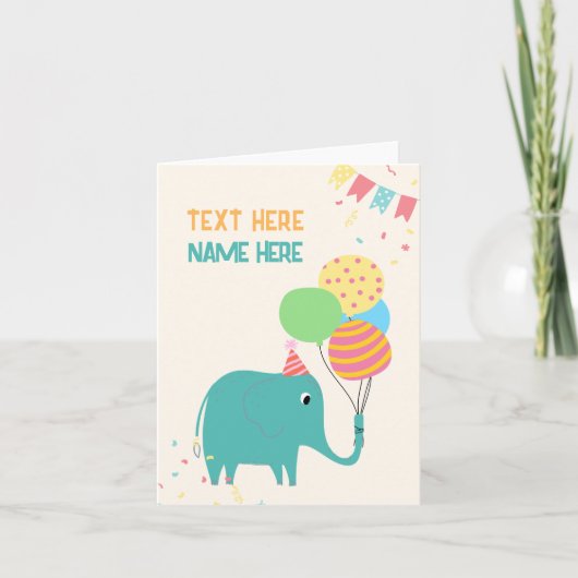 Carte Ballons d'éléphant mignons (Devant)