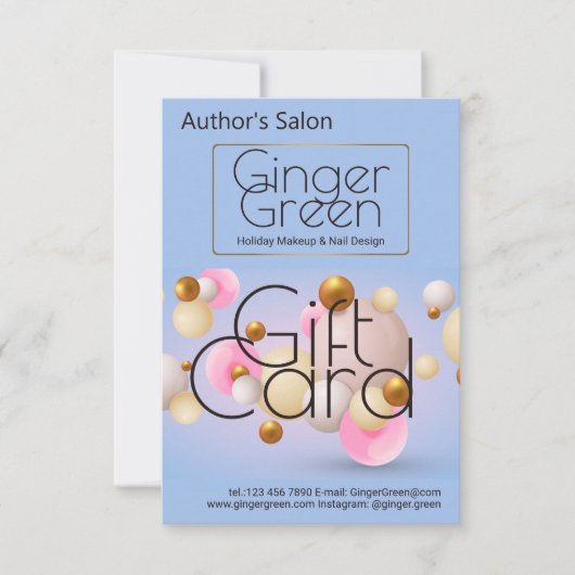 Carte Ballons d'or bleu rose (Devant)