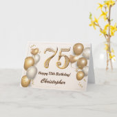 Carte Ballons Dorés et Confettis pour les 75 ans (Fleur jaune)