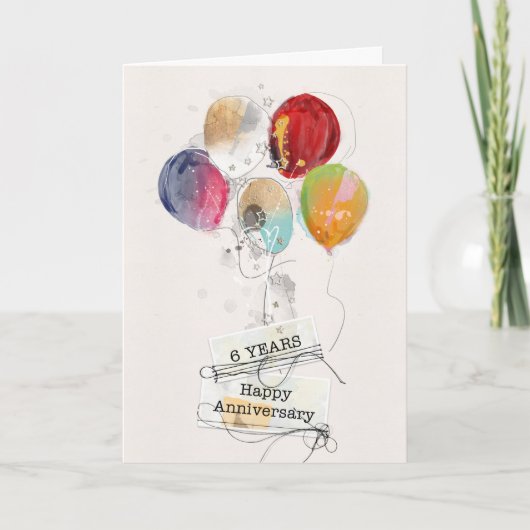 Carte Ballons du 6e anniversaire de l'employé (Devant)