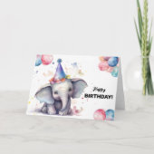Carte Ballons éléphants et chapeau de fête Joyeux annive (Devant)
