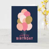 Carte Ballons en faux or rose fuchsia Joyeux Anniversair (Fleur jaune)