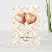 Carte Ballons en forme de coeur caramel Noël (Devant)