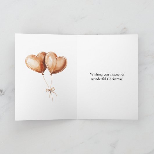 Carte Ballons en forme de coeur caramel Noël (Intérieur)