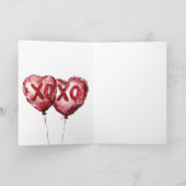 Carte Ballons en forme de cœur XOXO rouges (Intérieur)