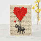 Carte Ballons en forme d'éléphant et de cœur (Fleur jaune)