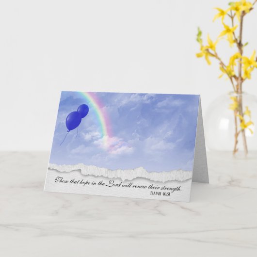 Carte ballons et arc-en-ciel dans les nuages (Fleur jaune)