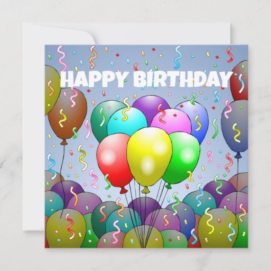 Carte Ballons et Confetti Anniversaire (Devant)