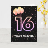 Carte Ballons et Confettis pour 16 ans (Fleur jaune)