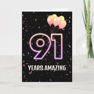Carte Ballons et confettis pour 91e anniversaire