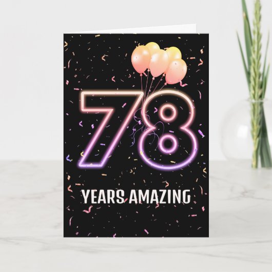 Carte Ballons et Confettis pour les 78 ans (Devant)