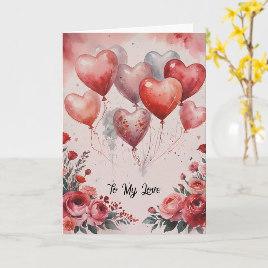 Carte Ballons et fleurs de la Saint-Valentin (Fleur jaune)