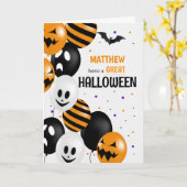 Carte Ballons et Pois portant le nom Halloween (Fleur jaune)