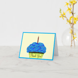 Carte Ballons Gâteau Bleu Anniversaire Merci