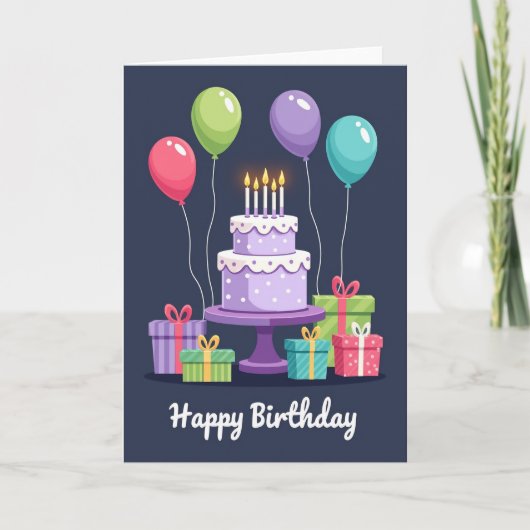 Carte Ballons Gâteau Joyeux (Devant)