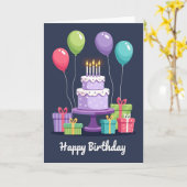 Carte Ballons Gâteau Joyeux (Fleur jaune)