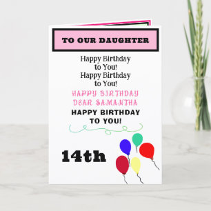 Carte Ballons Gâteaux d'anniversaire Fille PRÉNOM Tout â
