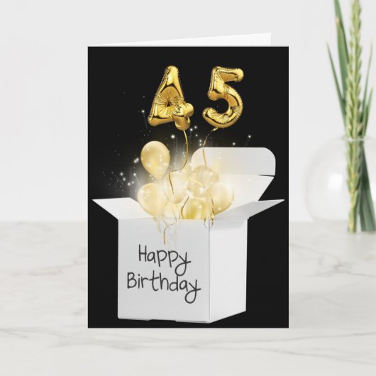 Carte Ballons Gold 45e Anniversaire En Boîte Blanche (Devant)