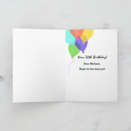 Carte Ballons Lumineux Ajouter Nom et âge Anniversaire S (Intérieur)