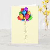 Carte Ballons lumineux colorés | Joyeux script d'anniver (Fleur jaune)