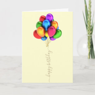 Carte Ballons lumineux colorés Joyeux script d'anniver