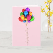 Carte Ballons lumineux colorés | Joyeux script d'anniver (Fleur jaune)