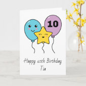 Carte Ballons mignons colorés 10e anniversaire (Fleur jaune)