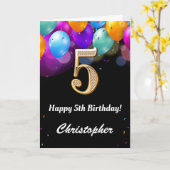Carte Ballons noir et or 5e anniversaire (Fleur jaune)