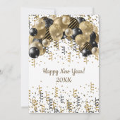 Carte Ballons Noir Or Confetti Nouvel An Soirée (Dos)