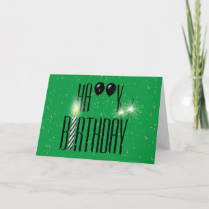 Carte Ballons noirs pour anniversaire avec cierge magiqu