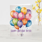 Carte Ballons personnalisés Joyeux Anniversaire AQUARELL (Fleur jaune)