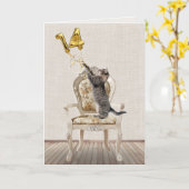 Carte Ballons pour 14 ans et chat tigré (Fleur jaune)