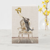 Carte Ballons pour 19 ans et chat tigré (Fleur jaune)