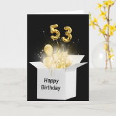 Carte Ballons pour le 53e anniversaire dans une boîte bl (Fleur jaune)