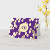 Carte Ballons pourpres et or 40e anniversaire (Fleur jaune)