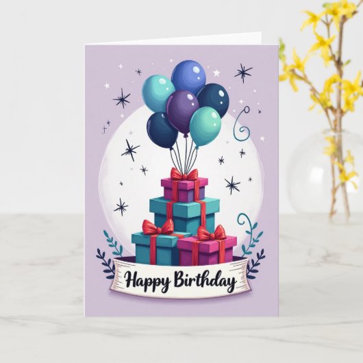 Carte Ballons Présentés à Points (Fleur jaune)