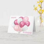 CARTE BALLONS ROSE/BLANC POUR **VOTRE ANNIVERSAIRE** (Fleur jaune)