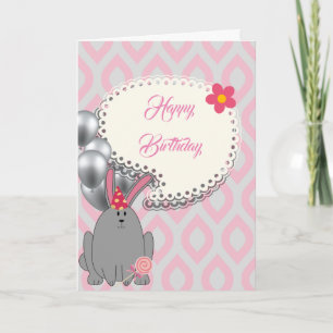 Carte Ballons roses doux, anniversaire doux