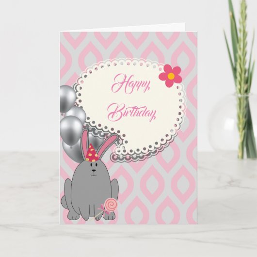 Carte Ballons roses doux, anniversaire doux (Devant)