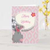 Carte Ballons roses doux, anniversaire doux (Fleur jaune)