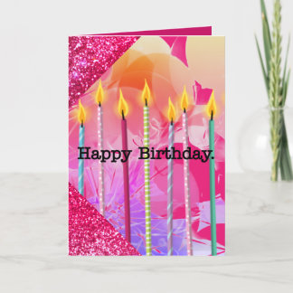 Carte Ballons roses et bougies Fille Anniversaire