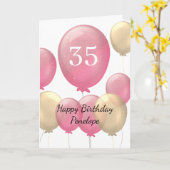 Carte Ballons roses et or 35e anniversaire (Fleur jaune)