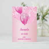 Carte Ballons roses fille heureux anniversaire (Debout devant)