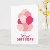 Carte Ballons roses Joyeux anniversaire (Fleur jaune)