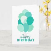 Carte Ballons turquoises Joyeux anniversaire (Fleur jaune)