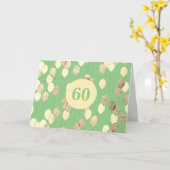 Carte Ballons verts et or 60e anniversaire (Fleur jaune)