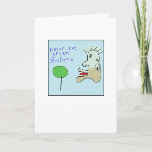 Carte Ballons verts illustrés funky