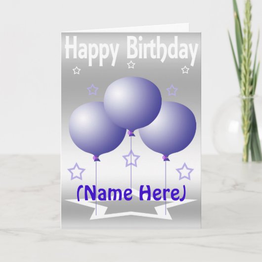 Carte Ballons violets et étoiles (Devant)