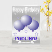 Carte Ballons violets et étoiles (Fleur jaune)