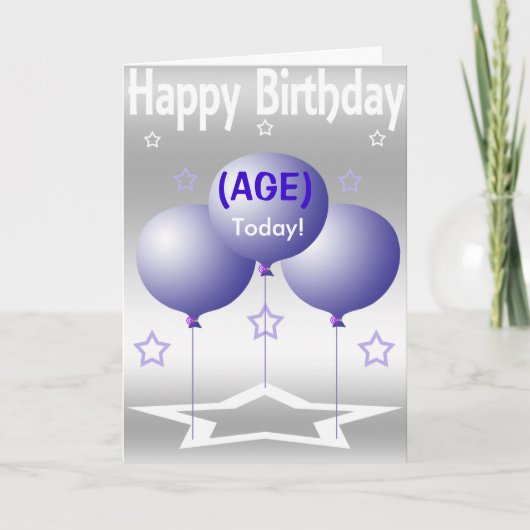 Carte Ballons violets et étoiles (Devant)